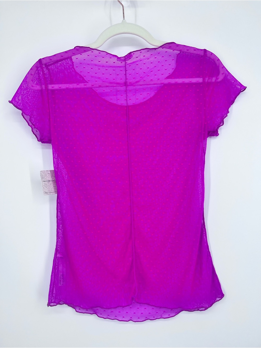 NWT Free People On The Dot Baby Tee Pink Medium Mesh Sheer Y2K Fairy Intimately - Picture 9 of 10
